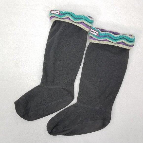 HUNTER Size M 5-7 Fleece Boot Sock Liners in Gray - Picture 1 of 6